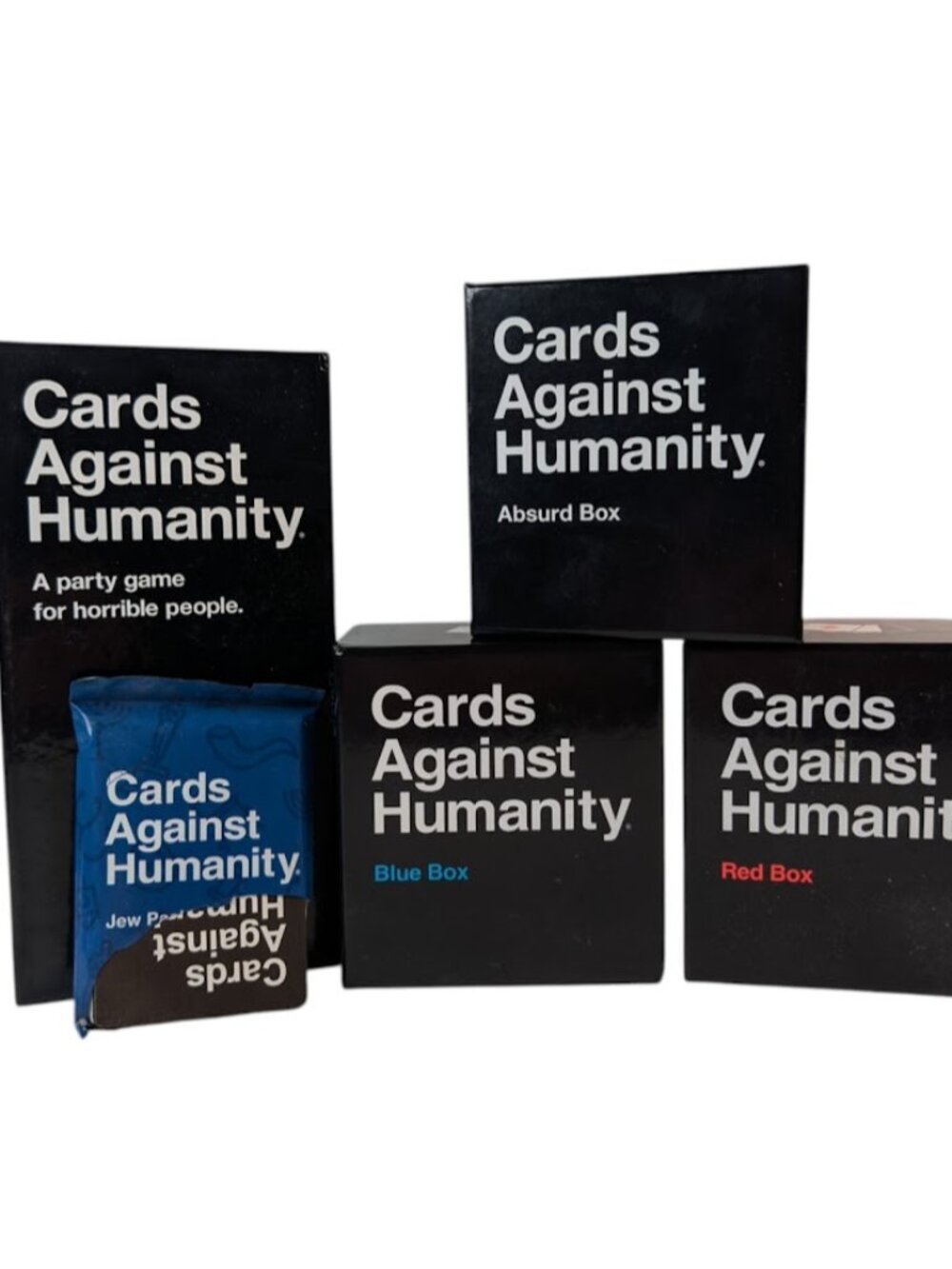 Cards Against Humanity Game 5 Sets Original Blue Red Absurd Box and Open Pack